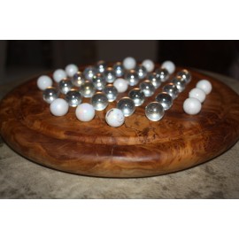 Chinese Checkers board game in olive wood with glass marbles