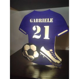Lampada LED Personalizzata in Pioppo: Maglia da Calcio con Nome e Numero
