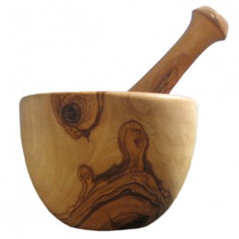Mortar and pestle in olive wood