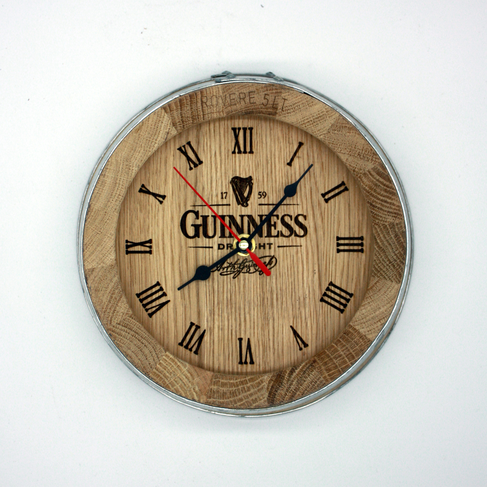 Wall clock with oak barrel bottom 20 cm