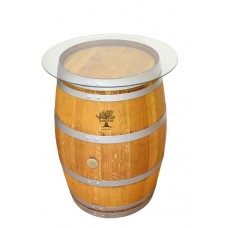 Tavolo bar botte di vino Trapani con piano in vetro