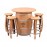 Wine barrel table with a shelf of 80 cm diameter   plus N° 4 stools with barrel staves